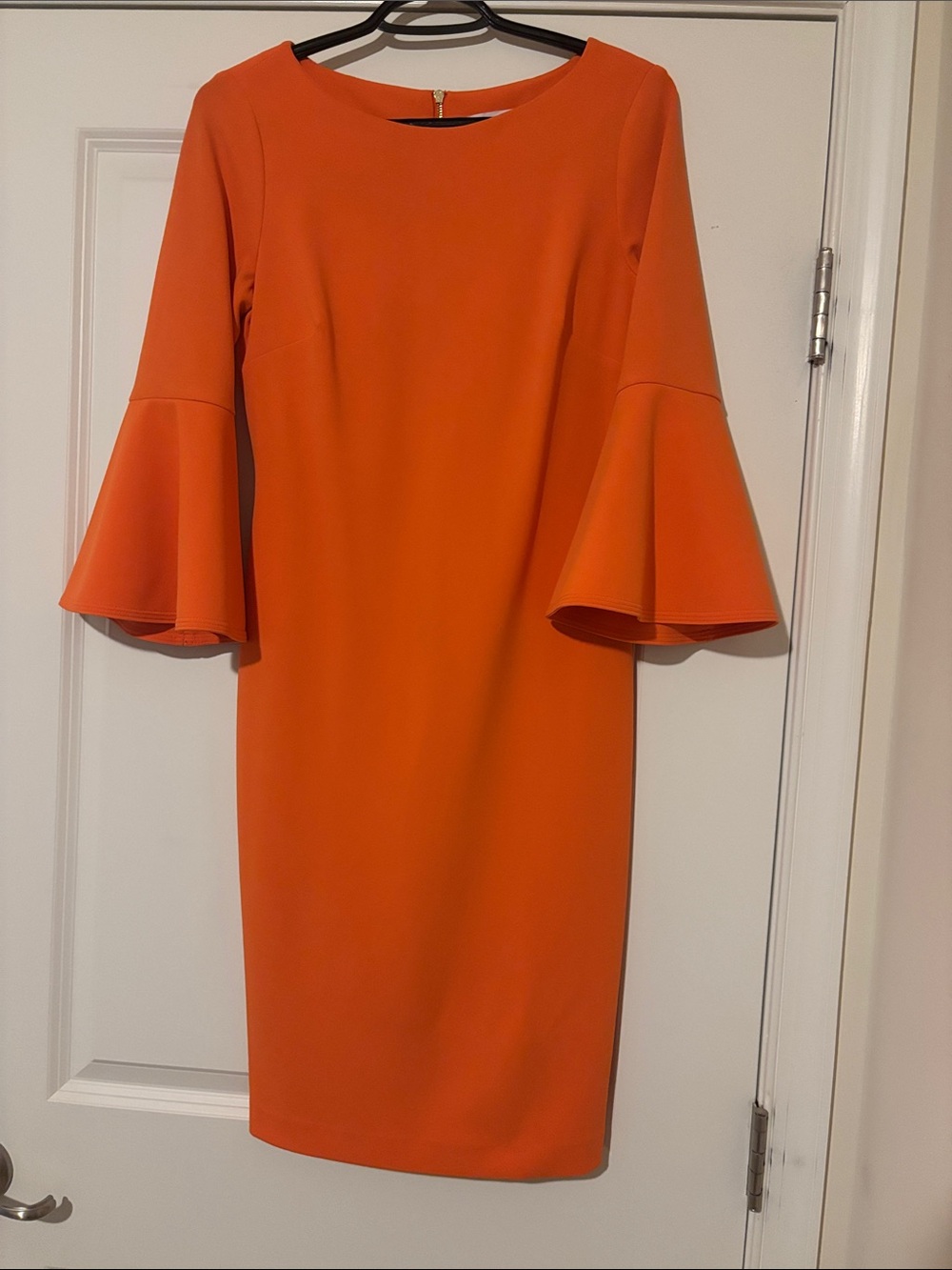 Calvin Klein Orange Bell-Sleeve Midi Dress